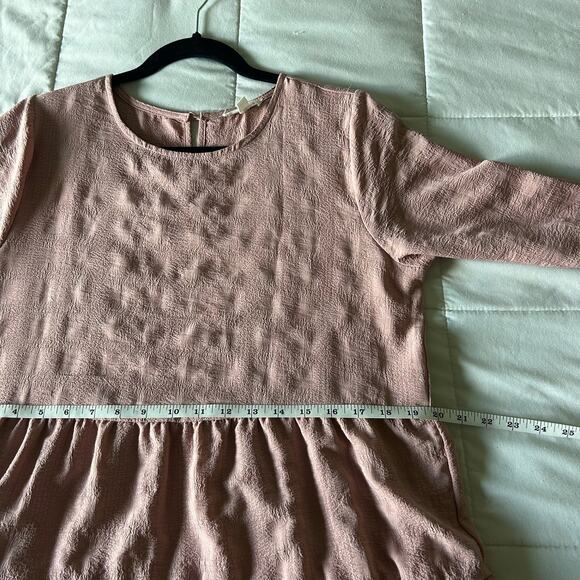 Women's Logenlook Mod Pink 3/4 sleeve short ruffle style dress SZ L flowy comfy - Picture 8 of 10
